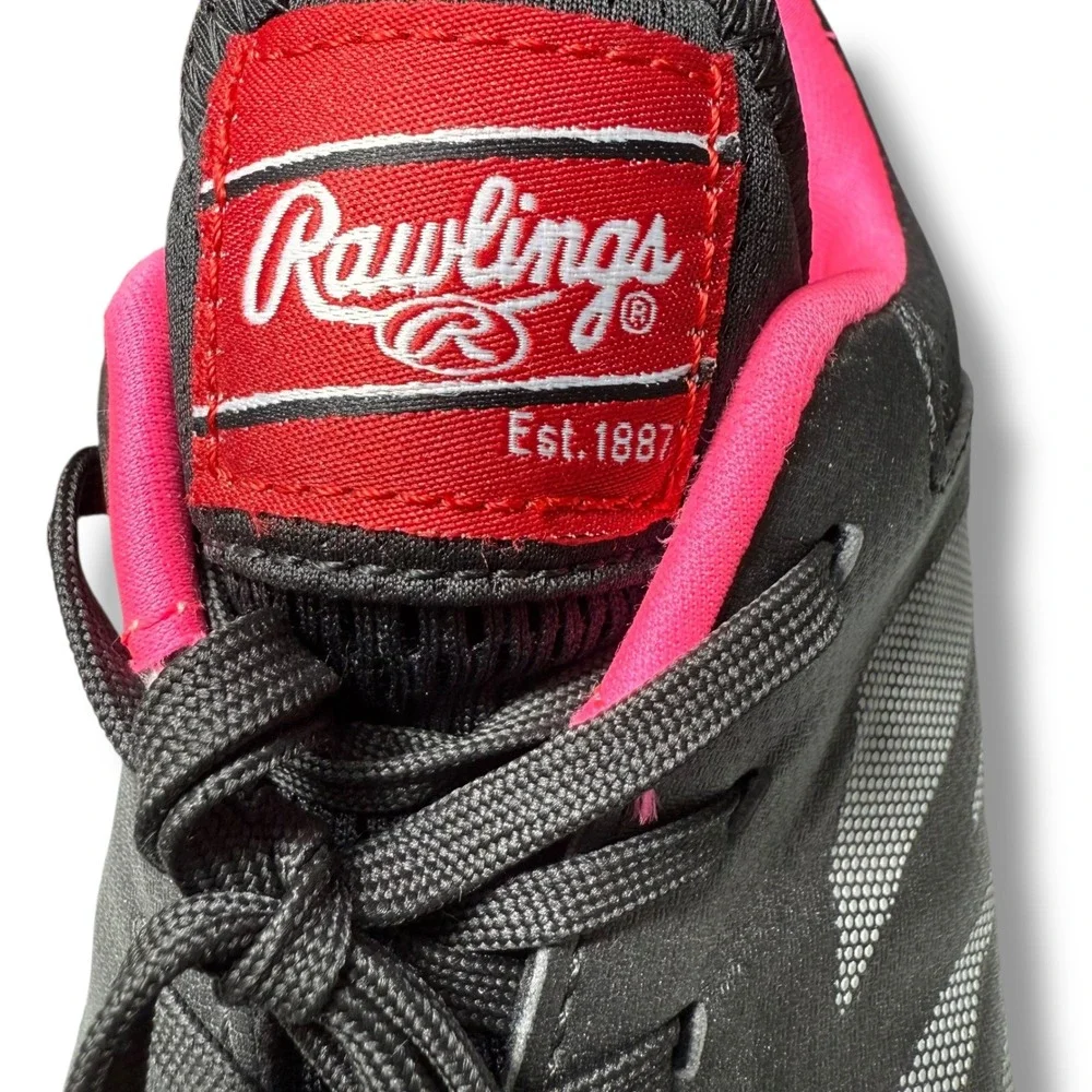 Rawlings Fastpitch Softball baseball Cleats Molded Black Pink kids Girls Size 5D